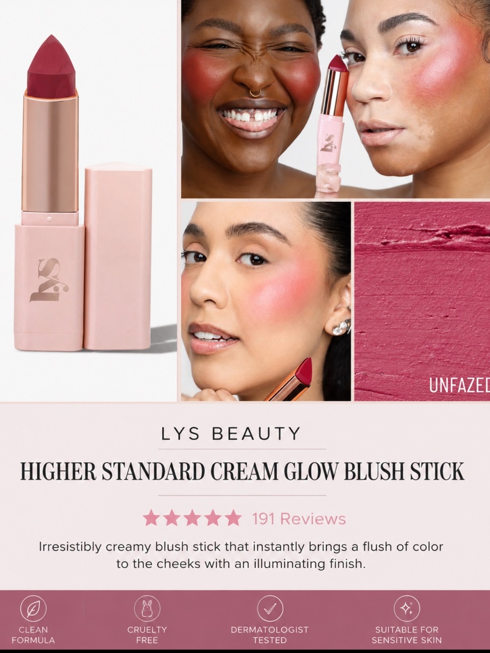 Lys unfazed HIGHER STANDARD CREAM GLOW BLUSH STICK